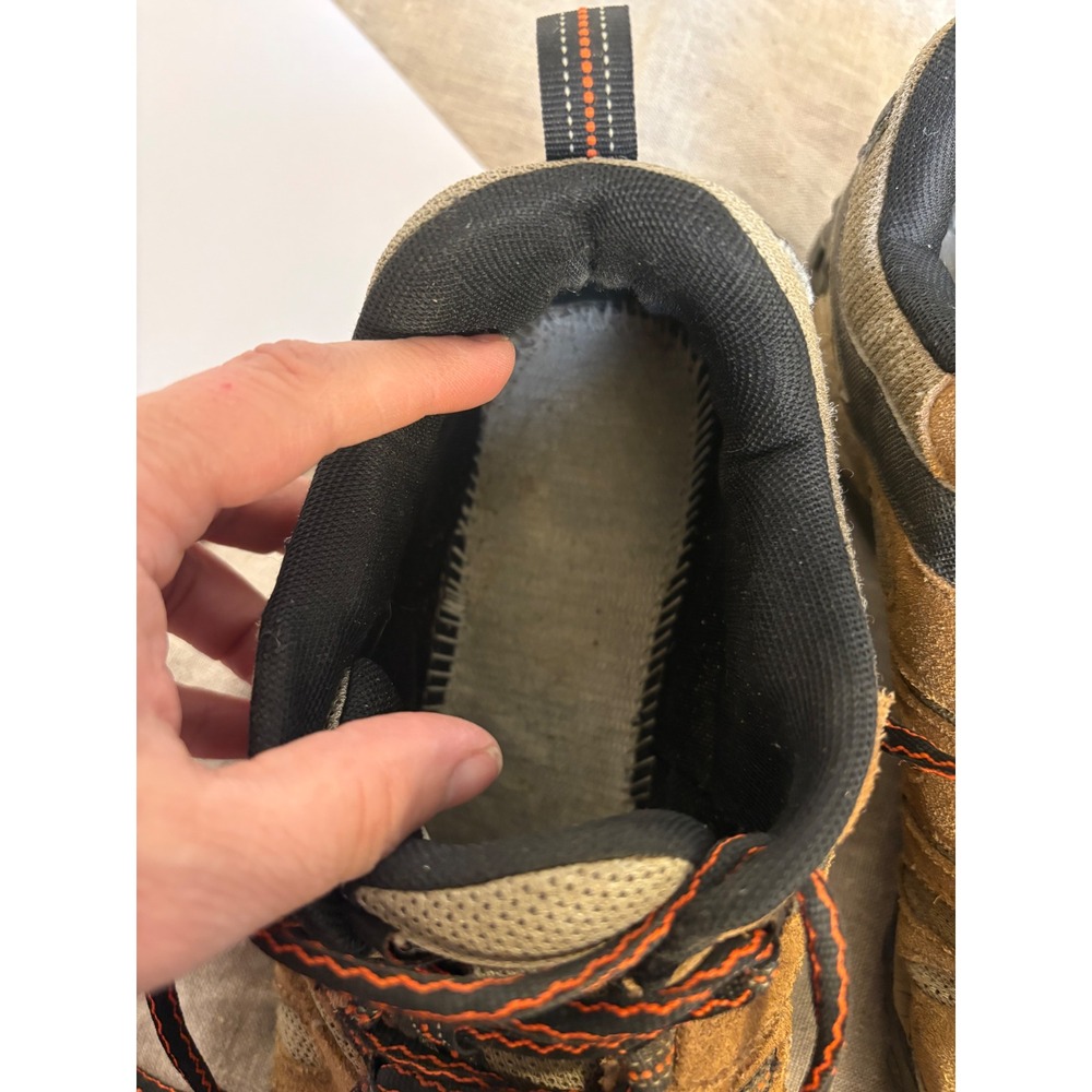 Merrell Mens Hiking Shoes Brown Black Orange Suede Mesh Low Top Trail Sneakers - Picture 12 of 13